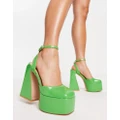 Simmi London Adley platform heeled shoes in green patent
