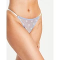 River Island embroidered daisy thong in blue