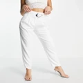 Morgan high waist belted cigarette pants in white
