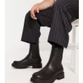 London Rebel X Wide Fit chunky mid calf chelsea boots in black
