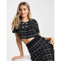 Urban Revivo knitted cardigan in black check (part of a set)