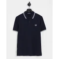 Fred Perry twin tipped logo polo in navy/white