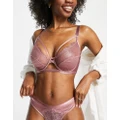 ASOS DESIGN Fuller Bust Darcie vintage stitch and strapping padded underwire bra in mauve-Multi