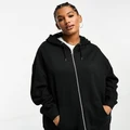 ASOS DESIGN Curve oversized zip through hoodie in black (part of a set)