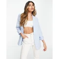 Pieces blazer with ruched sleeves in baby blue