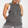 ASOS 4505 singlet with drop arm hole in washed cotton with quick dry-Grey