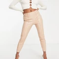 ASOS DESIGN Petite stretch faux leather cigarette pants in stone-Pink