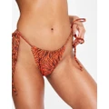 South Beach tie side bikini bottoms in rust animal print-Orange