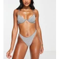 South Beach mix & match high waist bikini bottoms in silver metallic