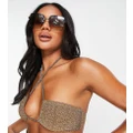 South Beach mix & match halter triangle bikini top in gold metallic