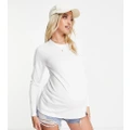 ASOS DESIGN Maternity ultimate slim fit t-shirt with long sleeves in cotton in white - WHITE