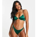 South Beach mix & match multiway triangle bikini top in high shine emerald green