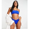 South Beach mix & match crinkle bandeau bikini top in cobalt blue