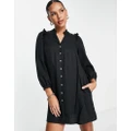 Whistles button front mini dress with shoulder detail in black