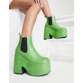 Tammy Girl wedge platform boots in green croc
