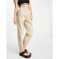 Pieces Sonni slim fit trackies in beige-Neutral