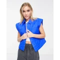 Pieces Savanah quilted vest in blue