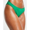 Monki ruched bikini briefs in green