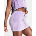 Daisy Street Active velour drawstring skirt in lilac-Purple