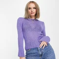 ASOS DESIGN Petite jumper in loose sheer knit yarn in lilac-Purple