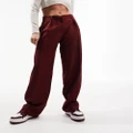 ASOS DESIGN everyday slouchy boy pants in bordeaux-Red
