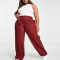 ASOS DESIGN Curve everyday slouchy boy pants in bordeaux-Red