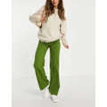 Pull & Bear high waist tailored straight leg pants with front seam in green