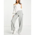 Selected Femme wide leg pants with elasticated waistband in grey check (part of a set)