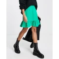 Pieces ruffle hem mini skirt in bright green