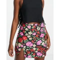 Monki occasion mini skirt in bright floral print (part of a set)-Multi