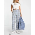 Monki relaxed tailored pants in blue check