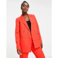 Pieces double breasted blazer in red (part of a set)