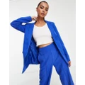 Pieces tailored oversized blazer in blue (part of a set)