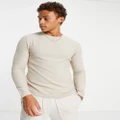 Jack & Jones Essentials textured knitted jumper in beige-Neutral
