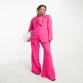 Vila wide leg flared suit pants in bright pink