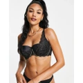Pour Moi Fuller Bust Laced in Gold metallic padded demi bra with chain detail in black