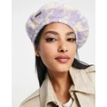 River Island dogtooth beret in light purple