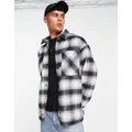 Jack & Jones Originals wool overshirt with pockets in grey check