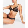 Monki satin wired bra with lace detail in black