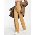 Pull & Bear high waisted tailored straight leg pants in camel-Neutral