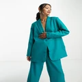 Y.A.S oversized tailored blazer in teal (part of a set)-Blue