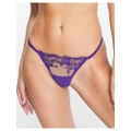 Bluebella Marseille embroidered mesh tanga side thong in purple