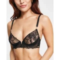 Bluebella Mirabel delicate floral embroidered mesh plunge bra with v wire detail in black