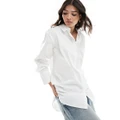 JDY longline oversized shirt in white