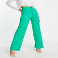 Pull & Bear high waisted tailored straight leg pants in green