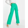 Pull & Bear high waisted tailored straight leg pants in green