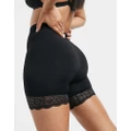 ASOS DESIGN seamless shaping smoothing lace shorts in black-Neutral
