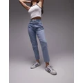Topshop Hourglass cropped mid rise straight jeans with raw hems in bleach-Blue