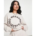 ASOS Weekend Collective sweat with round logo in oatmeal (part of a set) - STONE-Neutral