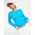 ASOS DESIGN jumper with 3D textured stitch in blue